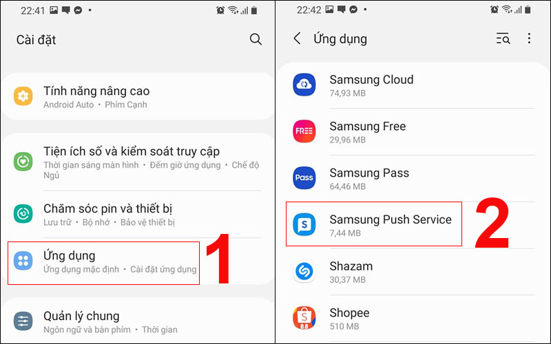 Chọn Samsung Push Service